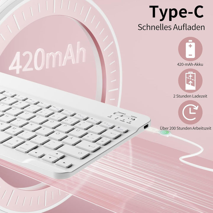 Hülle mit Tastatur für iPad A16 11 Generation 2025/10 Generation 2022(11/10.9 Zoll), Soft TPU Rücksc
