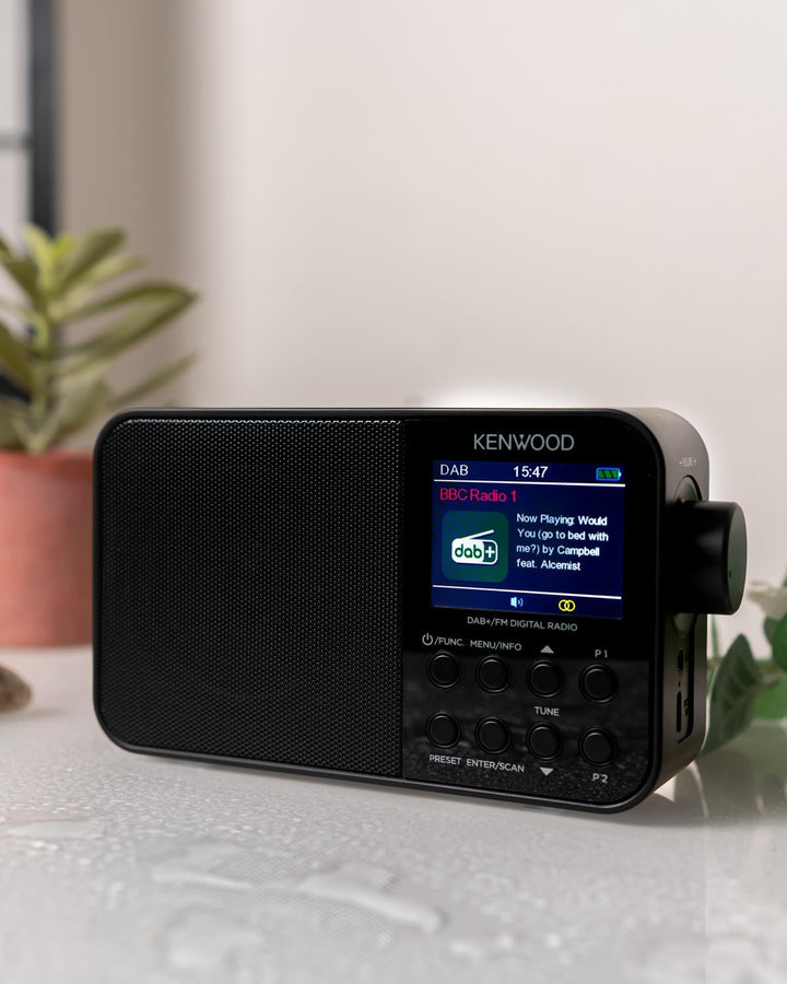 Kenwood CR-M30DAB-B - Tragbares DAB+ Radio mit Bluetooth, integriertem Akku & 6,1cm Farbdisplay, Sch