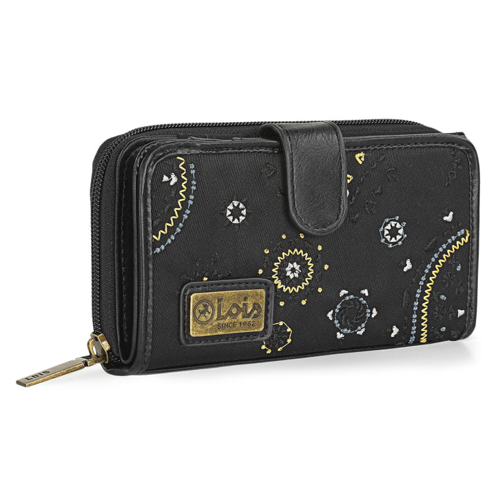 Geldbörse Damen Gross - Strapazierfähige Portemonnaie Damen - Damen Geldbör 16 x 9 x 2 cm Negro, 16