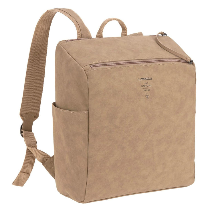 LÄSSIG Baby Wickelrucksack Wickeltasche mit Zubheör veganes Leder/Tender Backpack camel, 1 Stück (1e