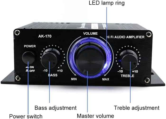 AK170 12 V Mini o Endverstärker Digital o Receiver AMP Zweikanal 20 Watt + 20 Watt Bass Höhen Lautst