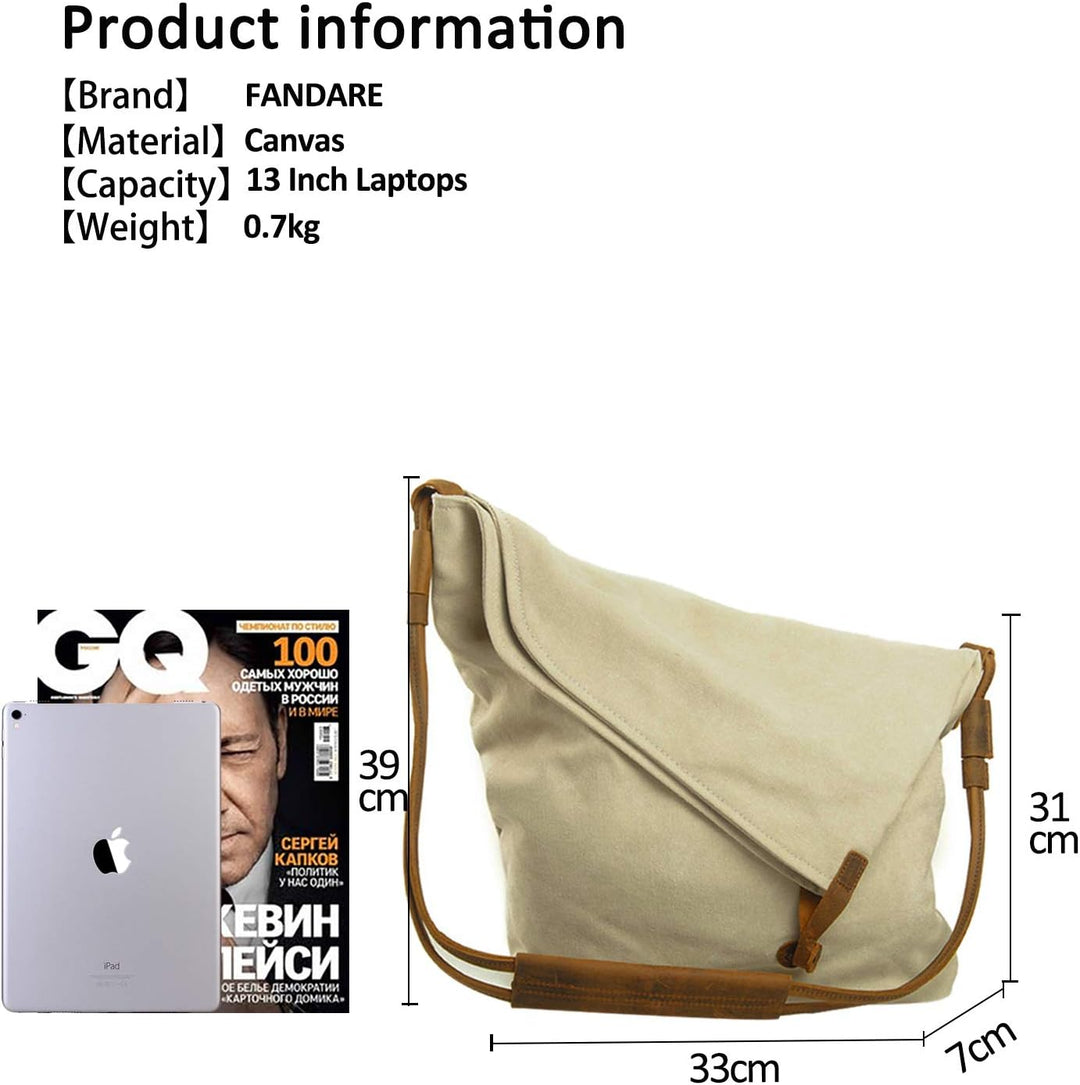 FANDARE Retro Umhängetasche Männer/Frauen 13 Zoll Laptop Business Crossbody Bag Outdoor Reise Campin