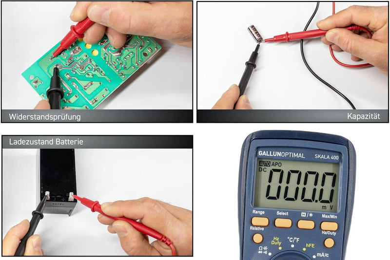 GALLUNOPTIMAL Skala 400 Digital-Multimeter True-RMS mit Temperatur-Messung + AC/DC Multifunktionstes