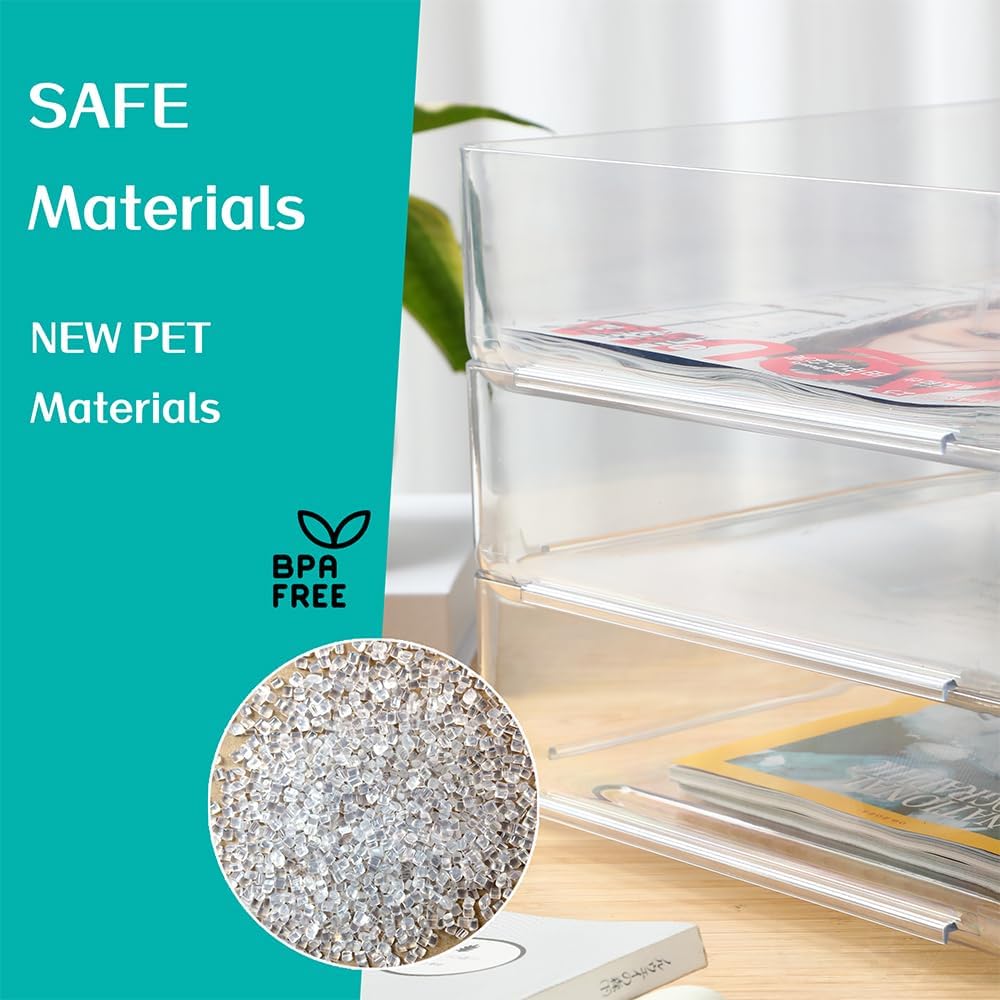 4-stöckige Ablagekorb für A4, Dokumentenablage aus PET Kunststoff, Briefkorb, Briefablage Organizer