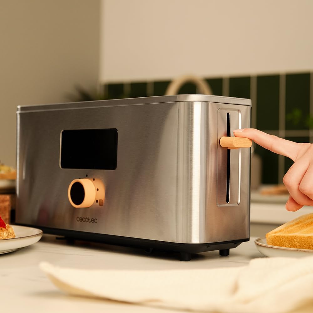 Cecotec Vertikaler Toaster mit 1 Langschlitz Touch&Toast Extra, 1000 W, 24 Scheiben Brot, Extra brei