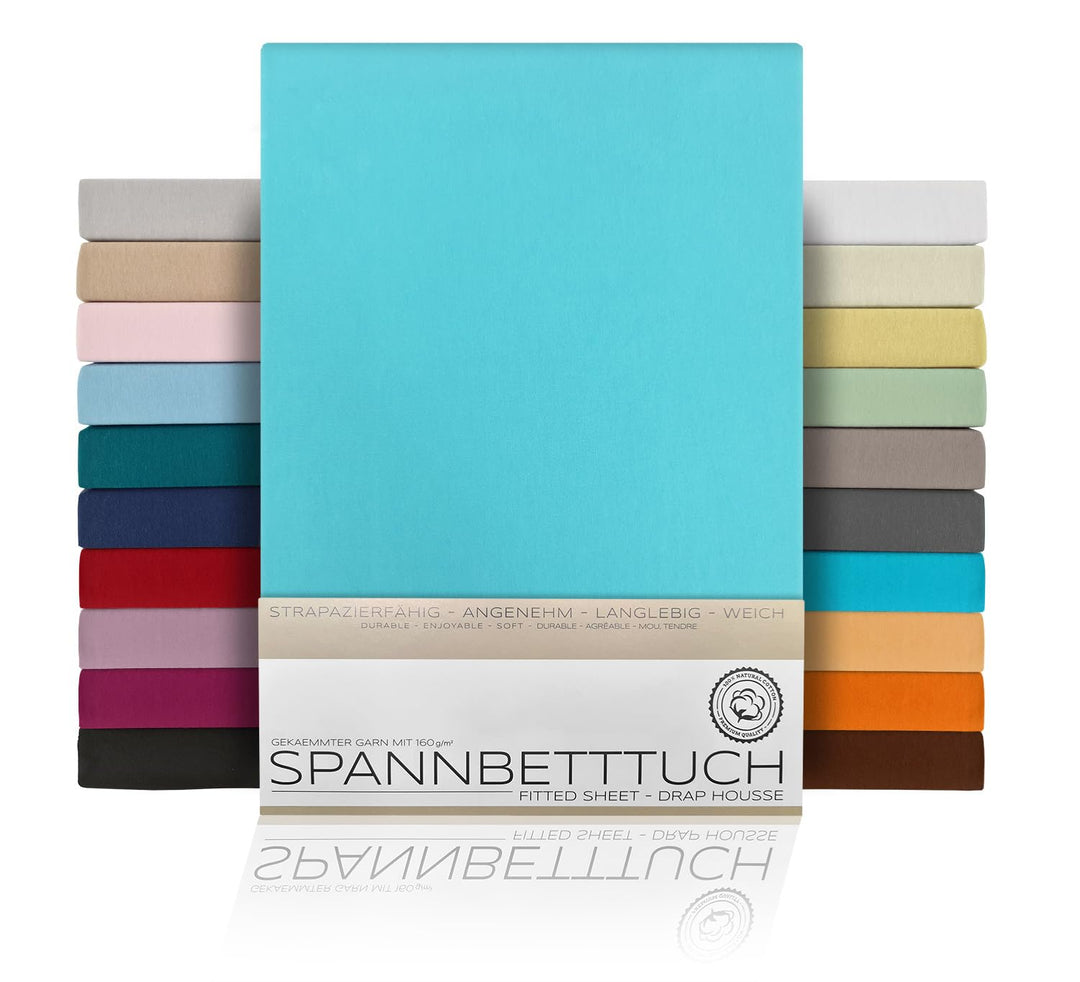 BEAUTEX Spannbetttuch Bettlaken aus Baumwolle, Premium Jersey Stoff 160g/m², Grösse und Farbe wählba
