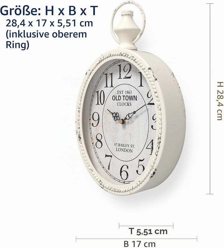 Menterry Europäischen Retro Oval Wanduhr, antike altmodische Design, Vintage-Stil, batteriebetrieben