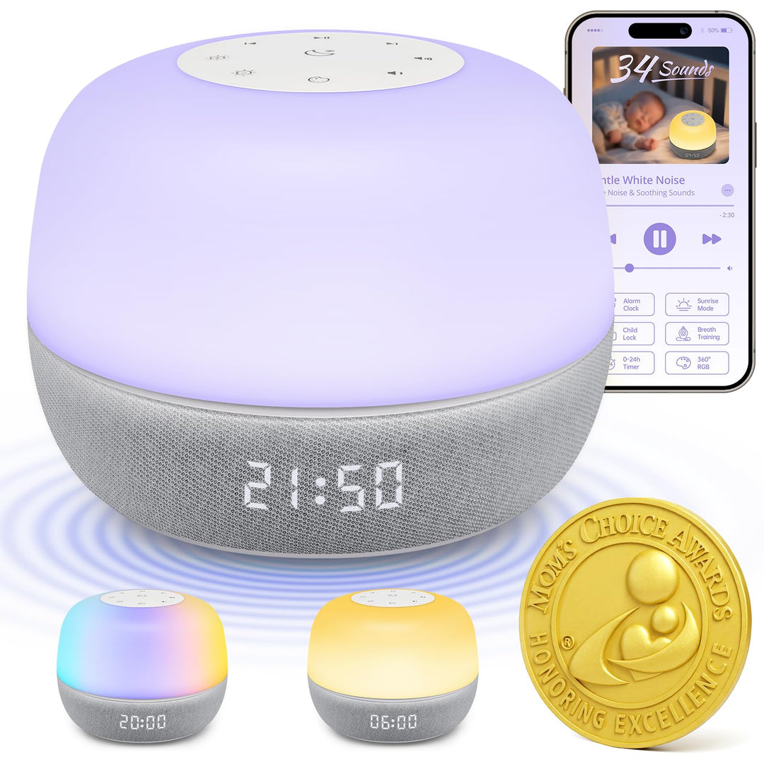 Mewaii White Noise Machine Baby, Nachtlicht Kinder Weisses Rauschen Baby mit kostenloser App, 360 RG