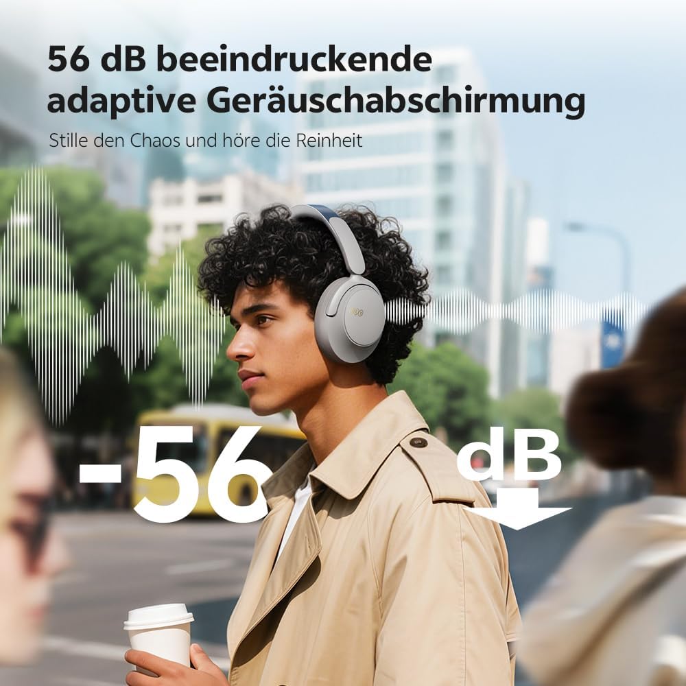 QCY H3S Over Ear Bluetooth Kopfhörer,Hybrid Aktive Noise Cancelling,Hi-Res Audio,LDAC,ultraleichtem