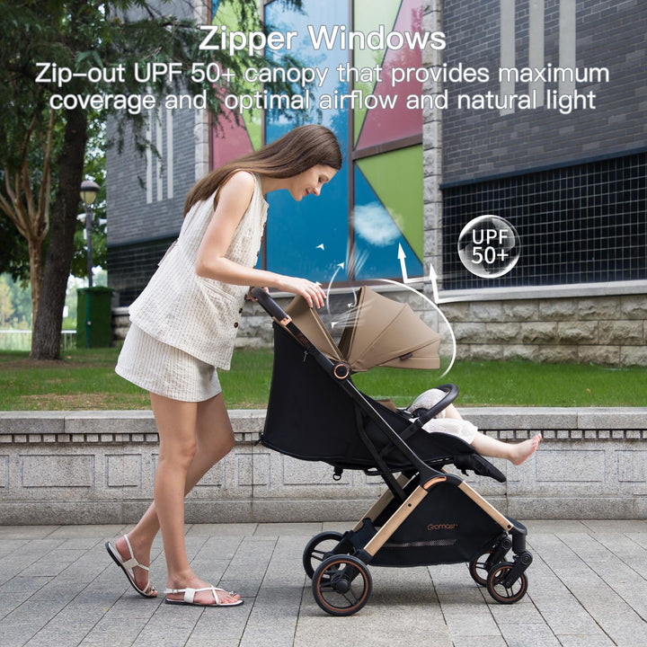 Gromast Gravity Faltbarer Kinderwagen, Tragbarer Reise-Kleinkindbuggy Mit Verstellbarer Rückenlehne