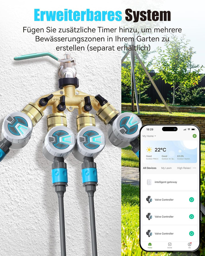 RAINPOINT Bewässerungscomputer WLAN, Automatische Bewässerungssystem mit Messing-Einlass, Zyklus-Soa