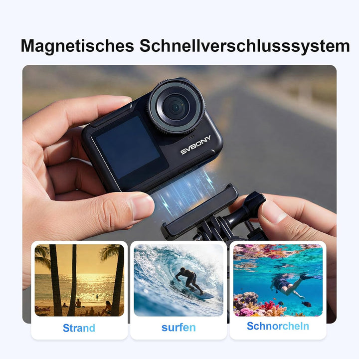 SVBONY SVGo3 4K 30FPS Action Cam, Aufnahmen bei Schwachem Licht, Magnetischer Schnellverschluss, 128