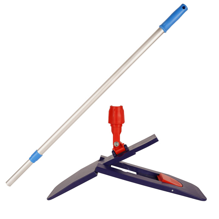 G.I.V. Bodenwischer Set 50cm Klapphalter mit Trittmechanik & Magnetverschluss + Teleskopstiel auszie