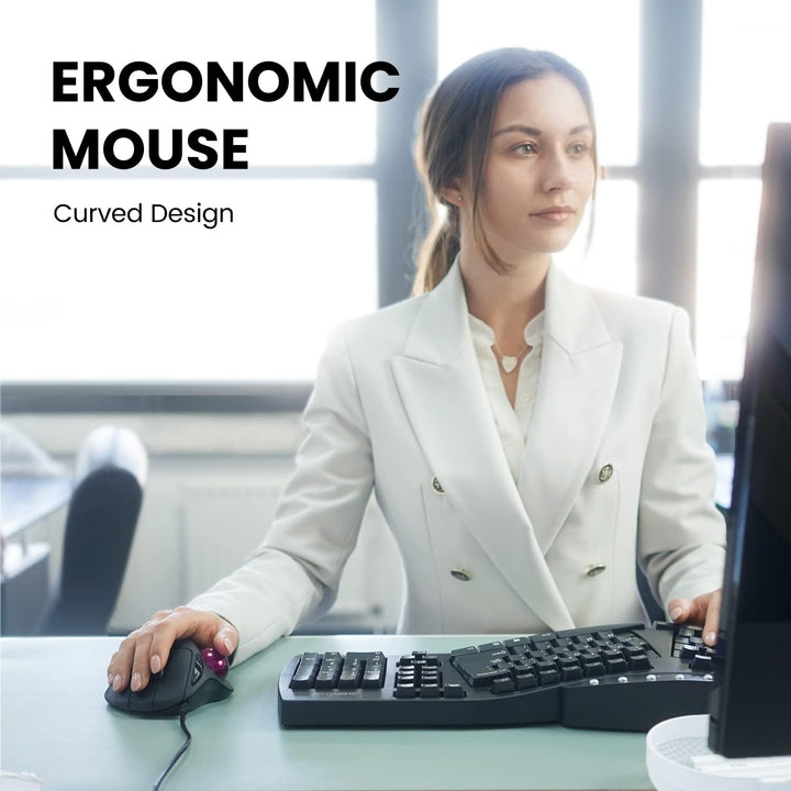 Perixx PERIMICE-517 Ergonomische Maus mit Trackball - 400/1000 DPI - Kabelgebunden, Kabelgebunden