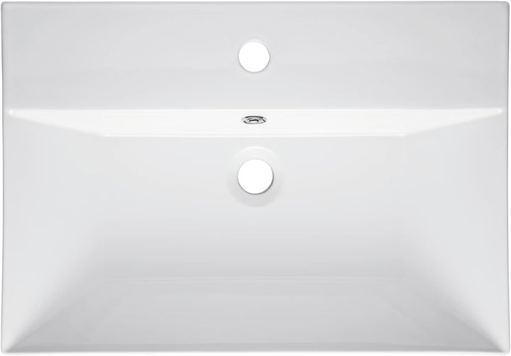 aquaSu® Moderner Waschtisch Malea 60 cm | Design-Waschbecken mit Überlauf und Hahnloch | Hänge-Wasch