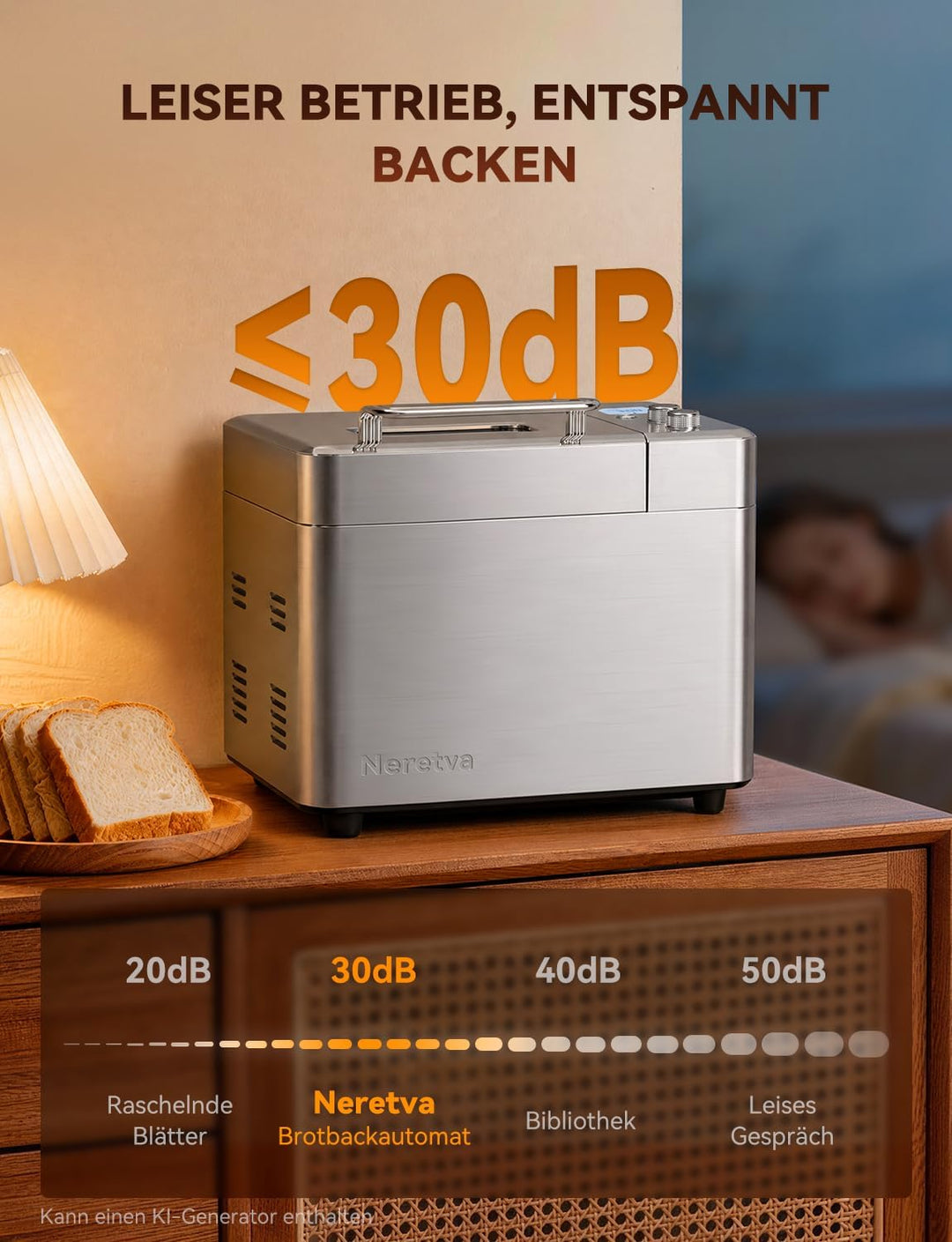 Neretva Brotbackautomat, 17 Programme&1KG Kapazität Brotbackautomaten mit Auto Nuss&Fruchtspender, A