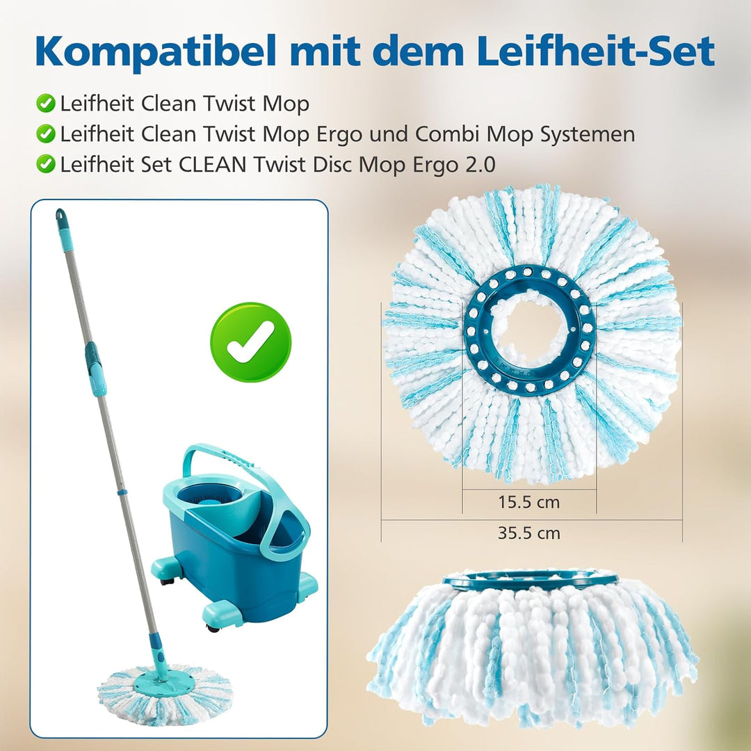 4 Stück Ersatzkopf Kompatible mit Leifheit CLEAN Twist Disc Mop Ergo/Leifheit CLEAN Twist Disc Mop M