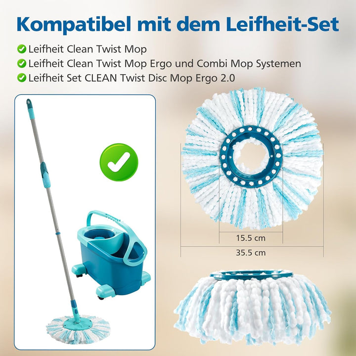 4 Stück Ersatzkopf Kompatible mit Leifheit CLEAN Twist Disc Mop Ergo/Leifheit CLEAN Twist Disc Mop M