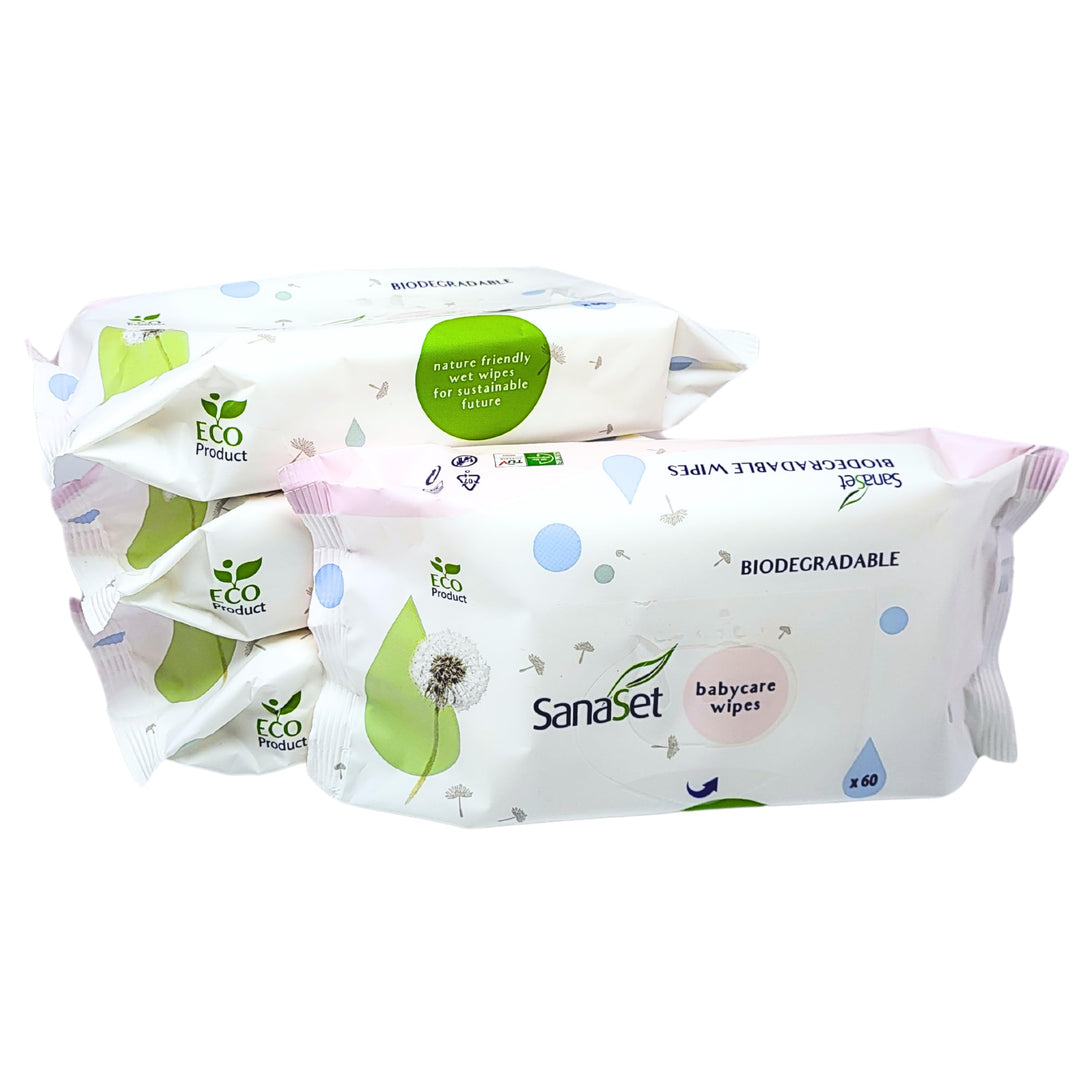 SanaSet Baby Feuchttücher - sanftes Toilettenpapier/Spucktücher mit Aloe Vera, Kamille & Olivenöl fü
