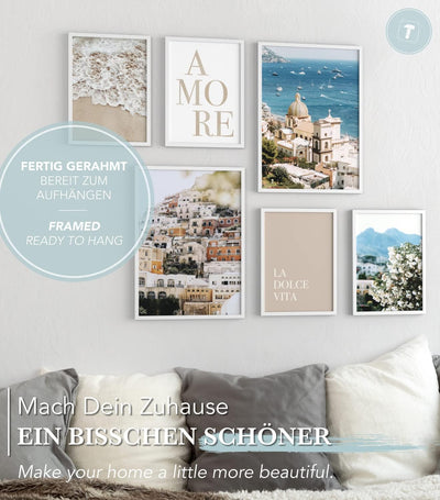 Papierschmiede® Mood Poster Set La Dolce Vita, Gerahmte Bilder (Rahmen: Farbe wählbar), Wohnzimmer D