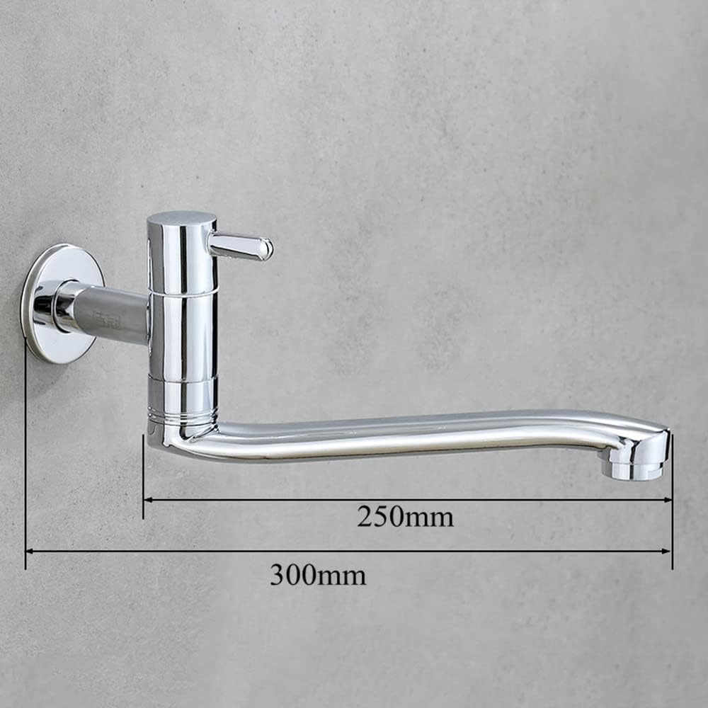 AIDE Wandmontierte Kaltwasser-Spültischarmatur, Einhebel-Messing-Wasserhahn für Küche, Garten, Outdo