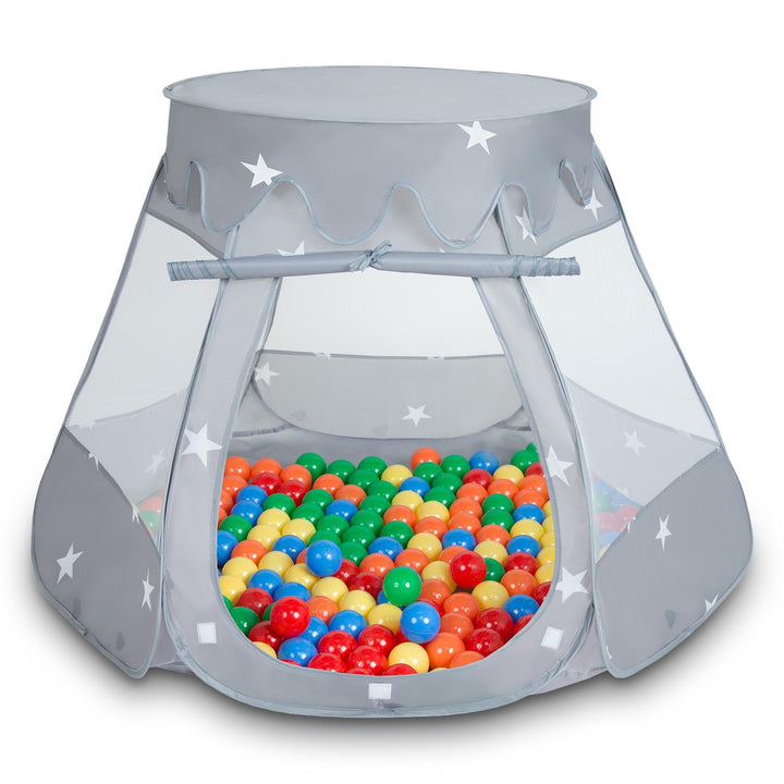 Selonis Baby Spielzelt Mit Plastikbällen Zelt 105X90cm/100 Bälle Plastikkugel Kinder, Grau:Gelb-Grün