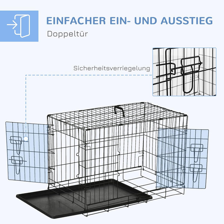 PawHut Hundekäfig Transportkäfig Drahtkäfig mit Gitter Hundebox Transportbox Kleintierkäfig Reisebox
