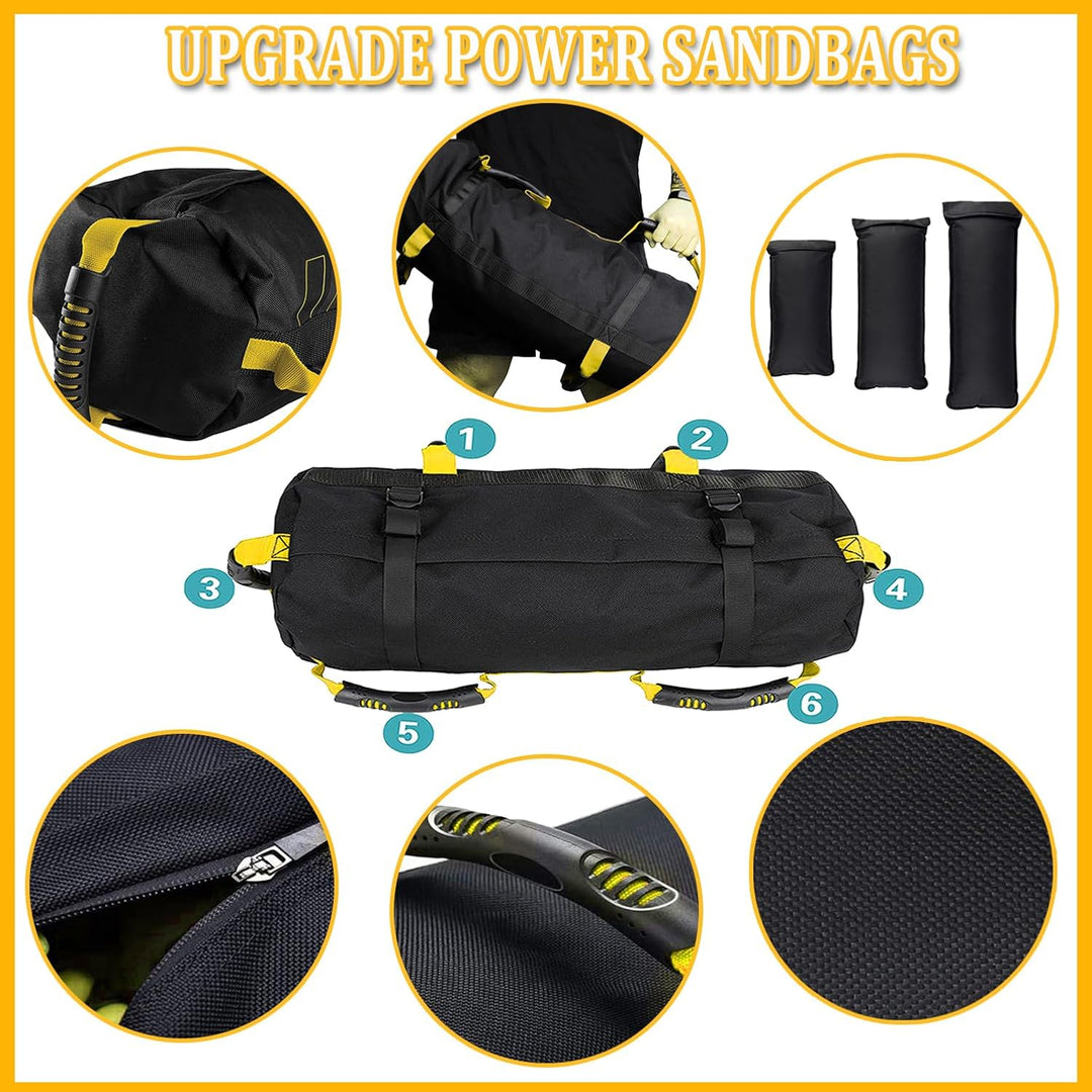 Taeku Gewichtssack für Fitness, Verstellbar Power Bag mit 6 Griffen Krafttraining Sandsäcke Workout
