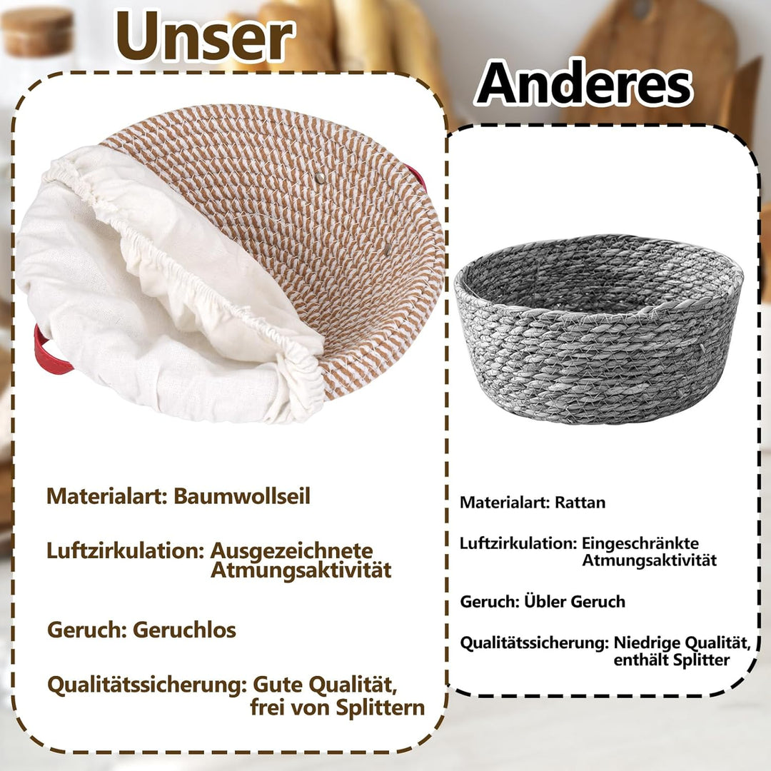 Gärkorb Brot Set Sauerteig Starter Set mit 2 faltbare Gärkörbchen Teigschaber Brot Sling und Teigrüh
