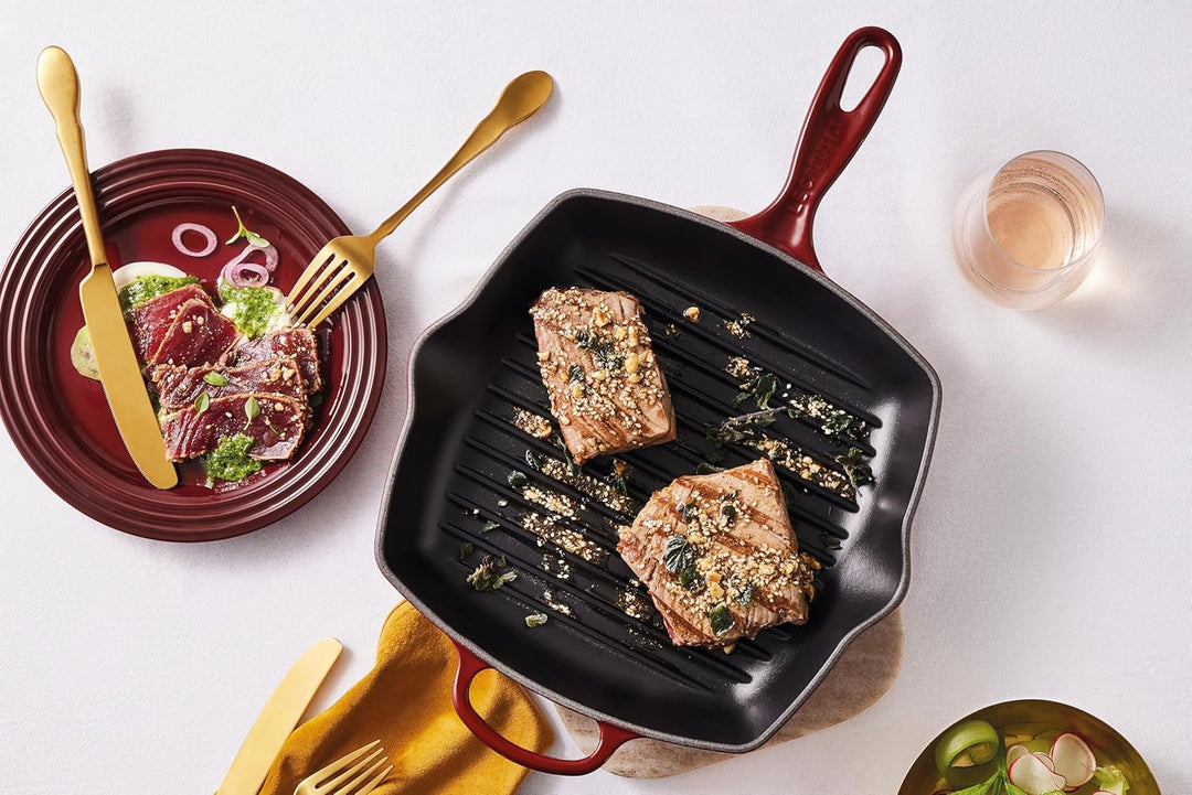 Le Creuset Signature Gusseisen-Grillpfanne, Quadratisch, 26 cm, Für alle Herdarten inkl; induktion g