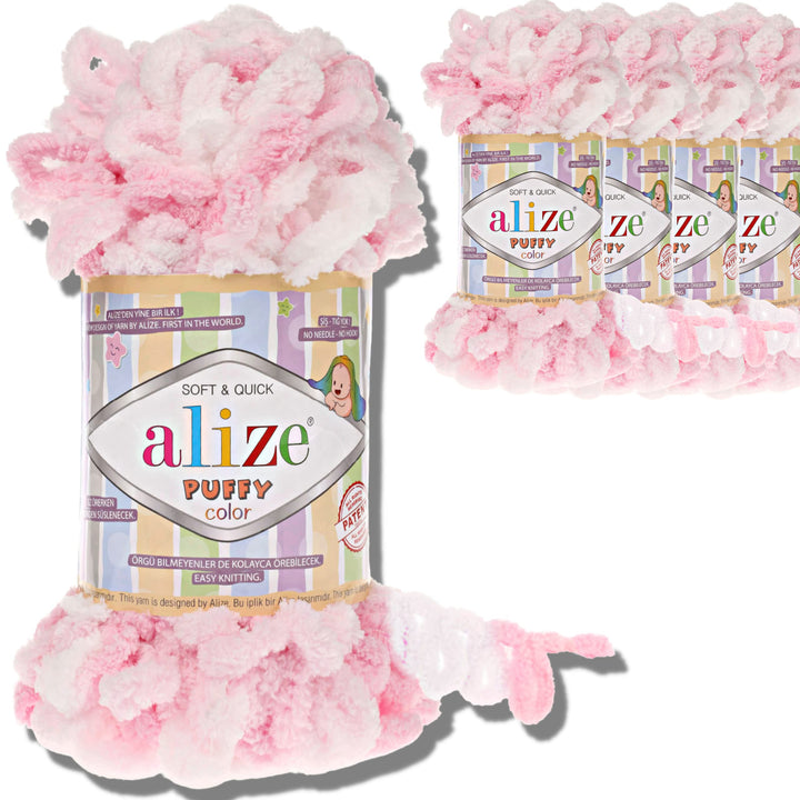 Alize 5x 100g Puffy türkische Wolle Super Bulky Chenillegarn Kuschelweich Babywolle Handstrickgarn z