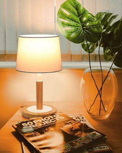 Tomons Nachttischlampe Dimmbar aus Holz, Moderne Stil LED Tischlampe, Schreibtischlampe Retro für Sc