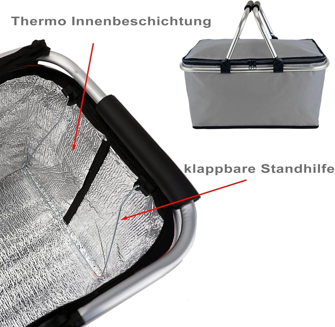 Cepewa Einkaufskorb faltbar mit Thermofunktion 30 L Kühltasche Thermokorb Picknickkorb Isoliertasche