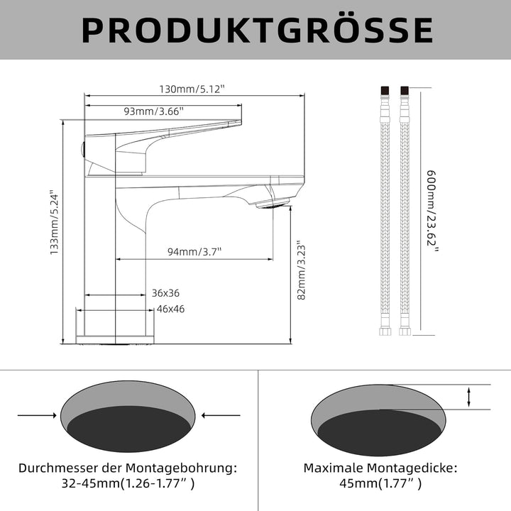 BELZ Waschtischarmaturen Mischbatterie, Moderne Badezimmer Spültischarmatur, Einhebelmischer für Was