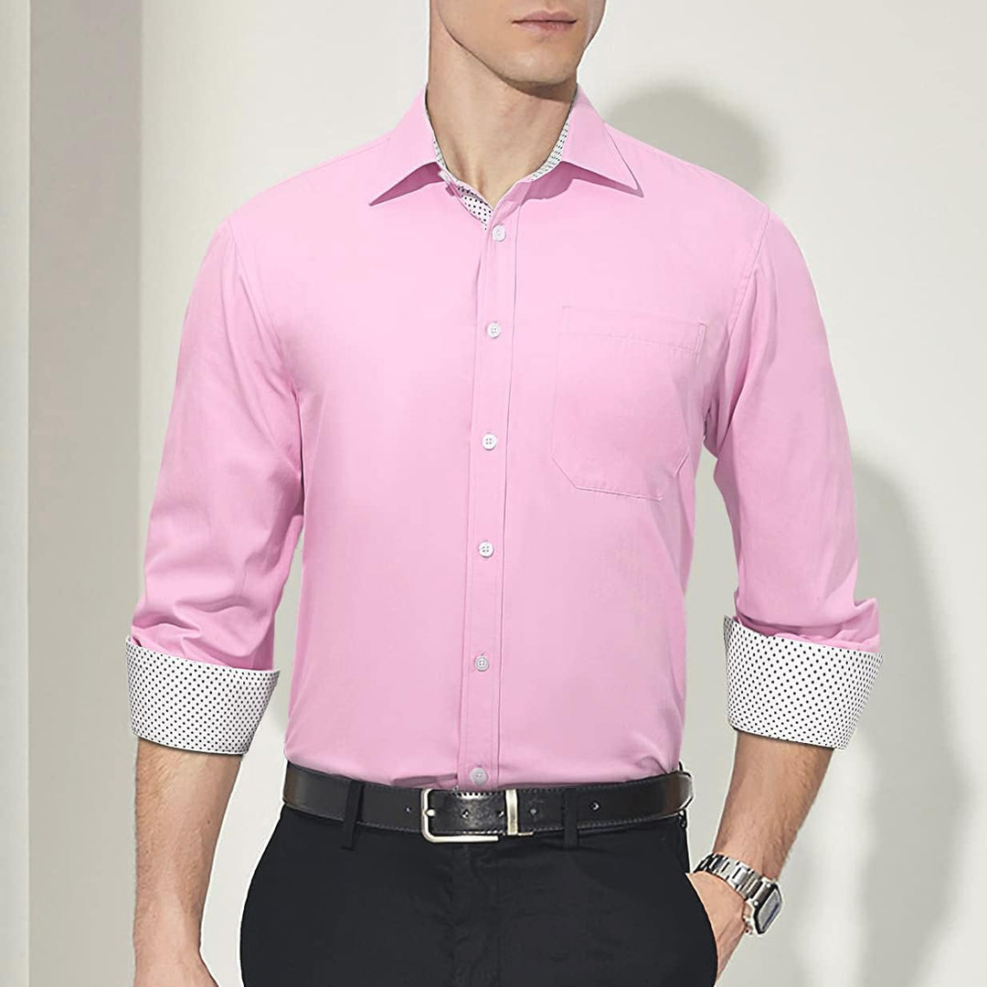 HISDERN Herren Hemd Langarm Regular Fit Oberhemd Für Männer Anzug Business Hochzeit Freizeit Party F