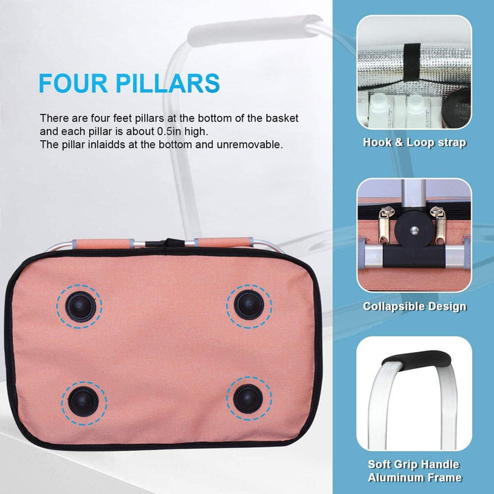 LIQINGG 35L Kühltasche Einkaufskorb Grosse isolierte Kühlkorb Lunchtasche Thermotasche für Büro Camp