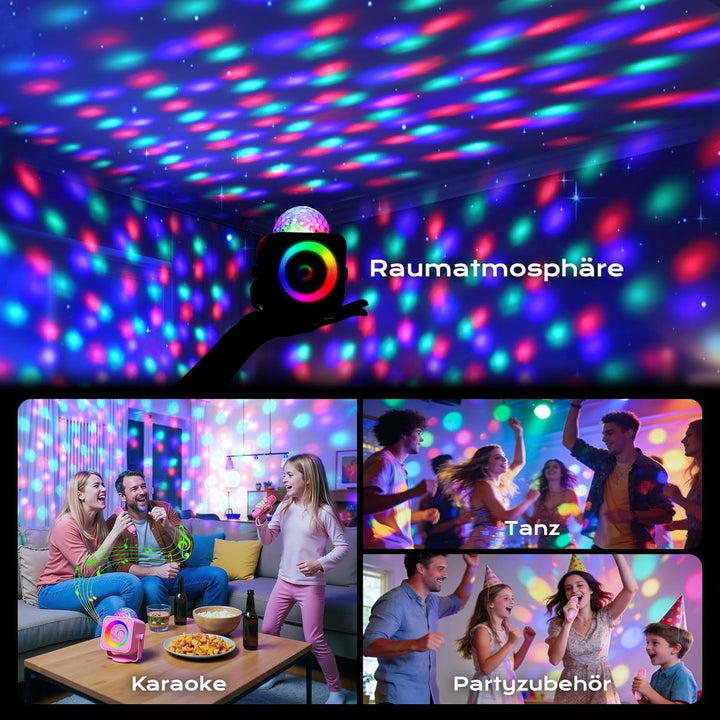 Dislocati Geschenk Mädchen 3-15 Jahre, LED Disco Karaoke Maschine Mikrofon Kinder Mit 2 Bluetooth Mi