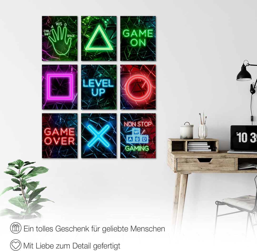 Novart Wandbilder Spielkonsole - KOMPLETT AUFHÄNGFERTIG - Gamer Kinderzimmer Junge Teenager- 9 Moder