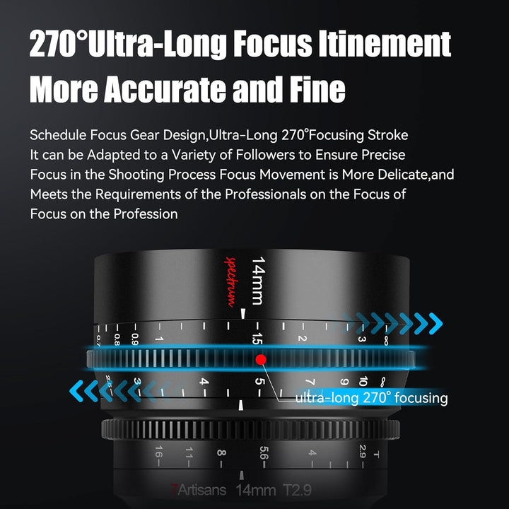 7artisans 14mm T2.9 Full-Frame 114°Weitwinkelobjektiv,Kompatibel für Cannon EOS-R,RED,EOS-R3,EOS-R5,