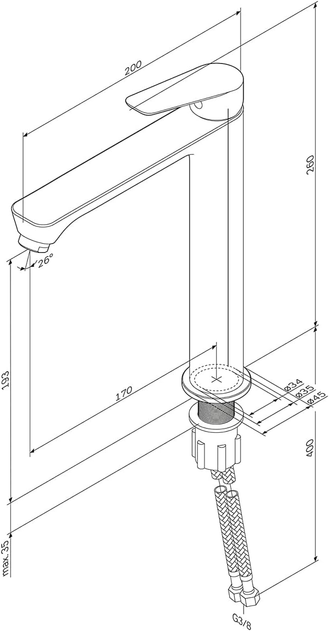 AM.PM Hit Waschtischarmatur mit Einhebelmischer, SoftMotion Keramikkartusche, Neoperl Aerator, kratz