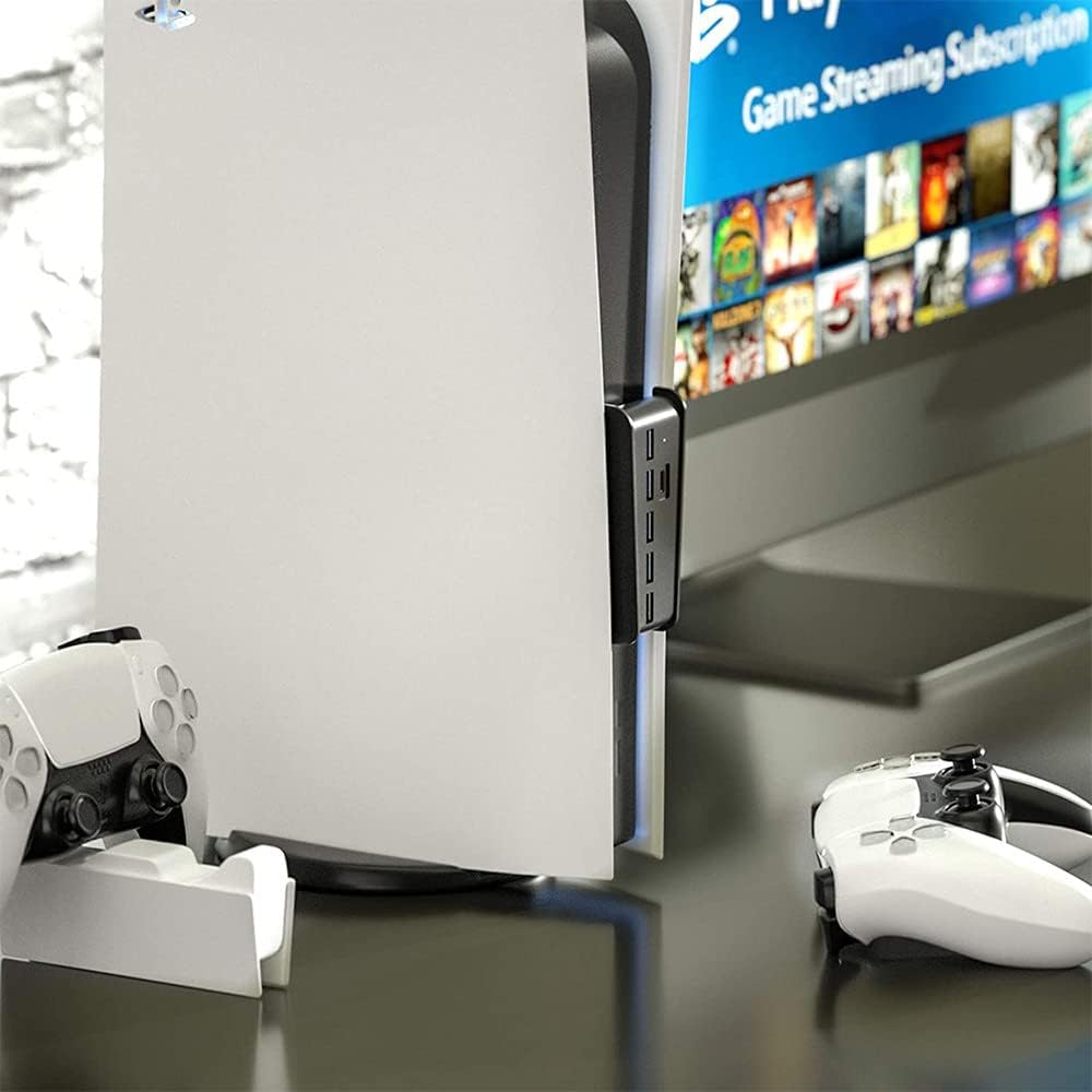 6 Port USB Hub für PS5, High-Speed Expansion Hub Charger Splitter Adapter mit 4 USB + 1 USB Charging