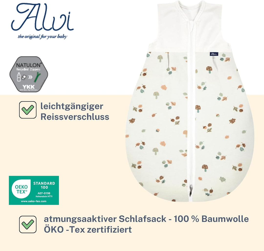 Alvi Schlafsack Baby Mäxchen light I leichter Babyschlafsack ärmellos I Sommerschlafsack Jungen und