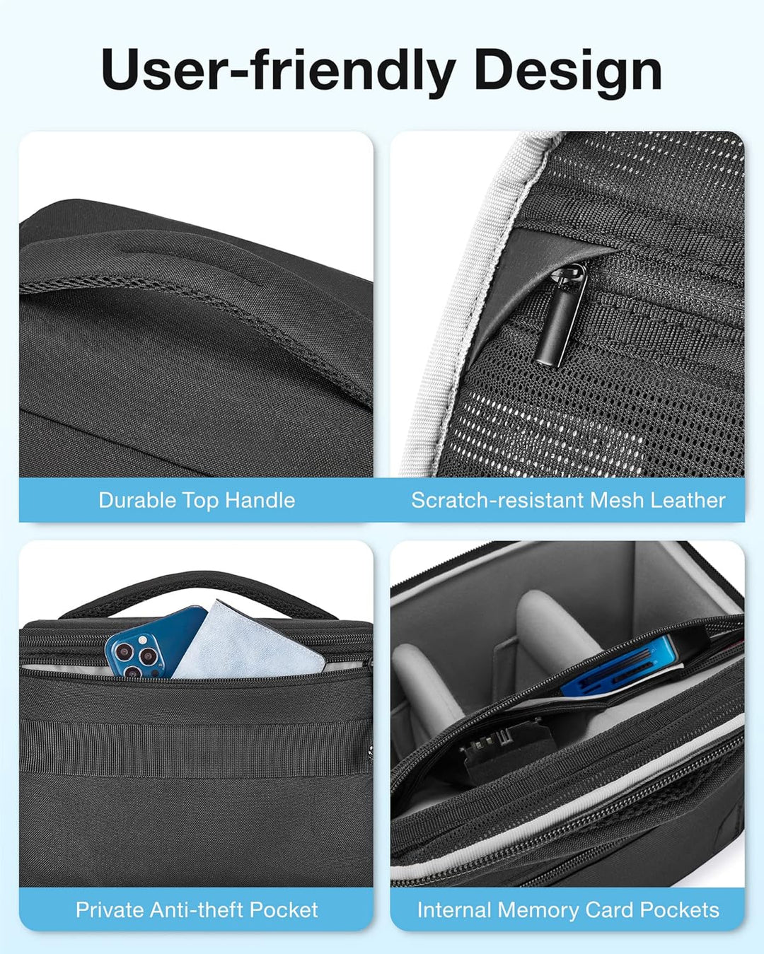 bagsmart SLR DSLR Kameratasche Wasserdicht Fototasche für Spiegelreflexkamera mit Regenhülle, Kleine