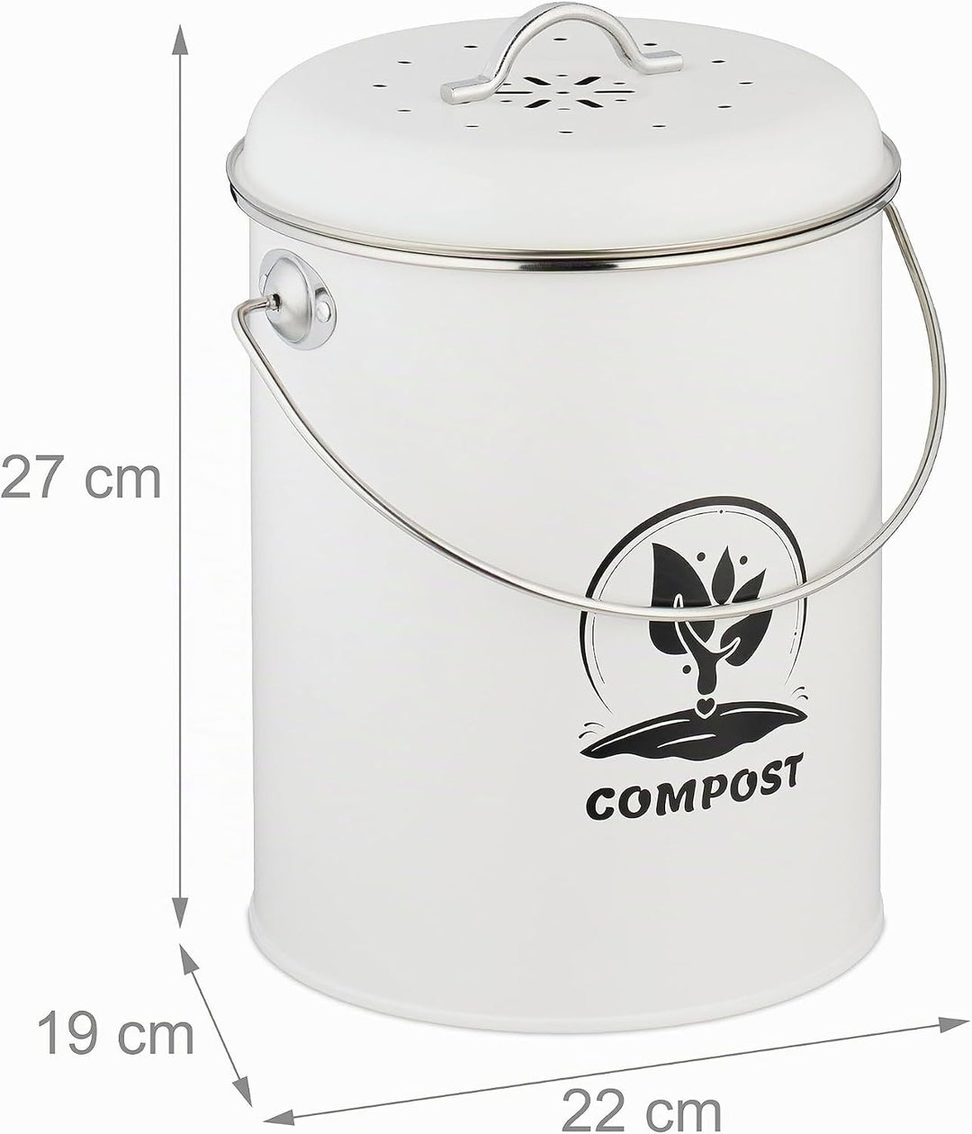 Relaxdays Komposteimer Küche 5,5 Liter, Mülleimer mit Deckel und Geruchsfilter, Abfalleimer Biomüll,