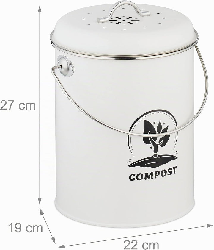 Relaxdays Komposteimer Küche 5,5 Liter, Mülleimer mit Deckel und Geruchsfilter, Abfalleimer Biomüll,