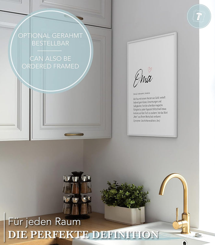 Papierschmiede® Herz Definition: Oma, DIN A1 (ca. 59x84 cm), Poster für Wohnzimmer, Schlafzimmer, Wa