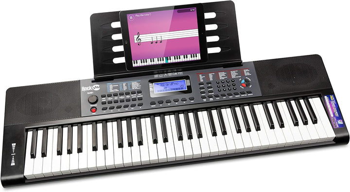 RockJam 61 Key Keyboard Piano with Pitch Bend, Power Supply, Sheet Music Stand, Piano Note Stickers