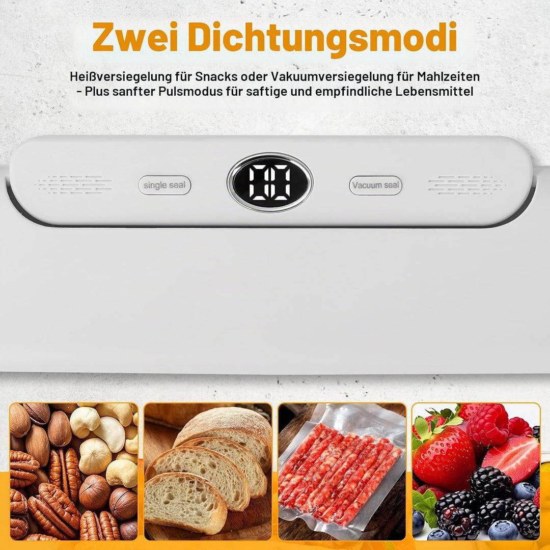 Profi Vakuumiergerät, Vakuumierer für Lebensmittel mit 30 Beuteln, Heiss- & Vakuumversiegelung, Plat
