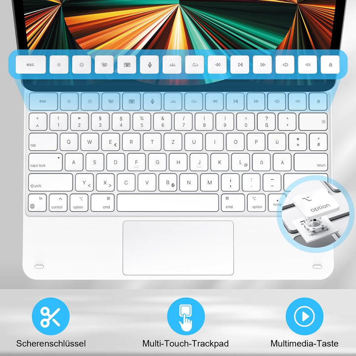 TECURS Hülle Tastatur für iPad Air 13" (M3/M2, 2025/2024), Magic Keyboard für iPad Pro 12.9 (6/5/4/3
