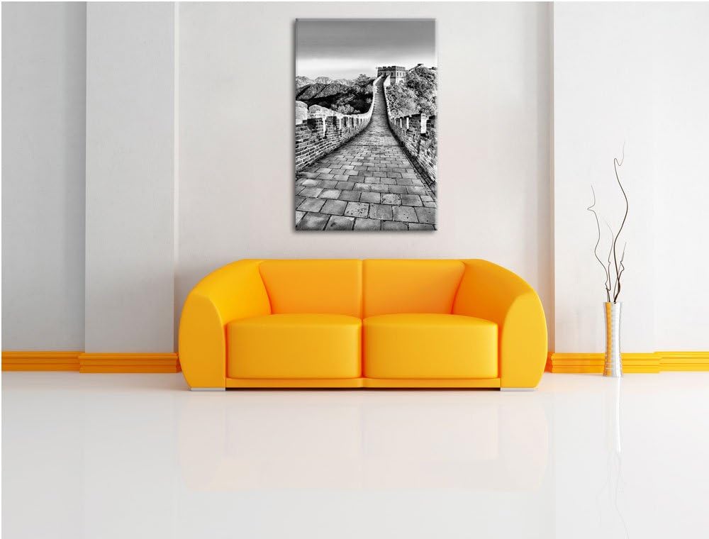 Pixxprint chinesische Mauer / 100x70cm Leinwandbild bespannt auf Holzrahmen/Wandbild Kunstdruck Deko